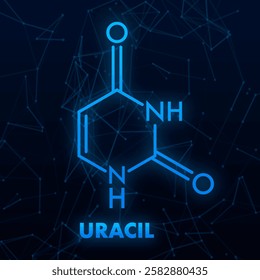 Glowing Uracil Molecular Structure on Dark Background