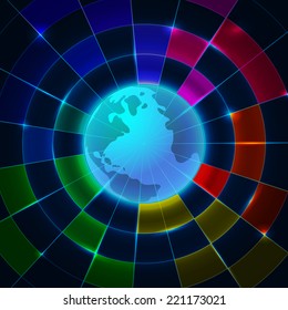 Glowing vector background. Earth, web, computing subjects