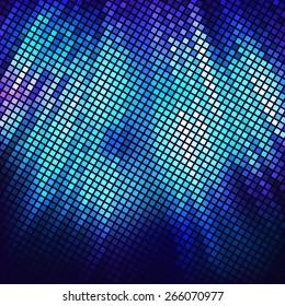 Glowing vector background. Mosaic with light reflections. Stripped effect