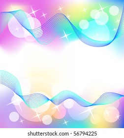 Glowing vector background with stars and round