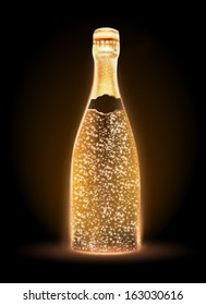 glowing vector bottle illustration