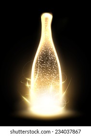glowing vector bottle illustration