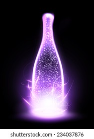 glowing vector bottle illustration