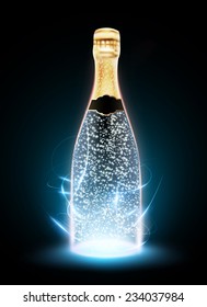 glowing vector bottle illustration