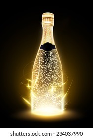 glowing vector bottle illustration