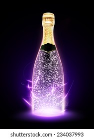 glowing vector bottle illustration