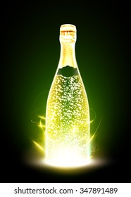 glowing vector bottle illustration