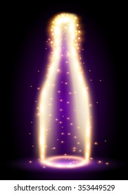 glowing vector bottle illustration