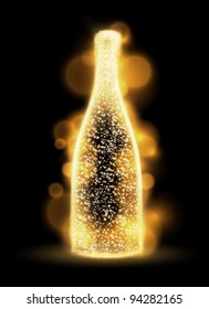 glowing vector bottle illustration