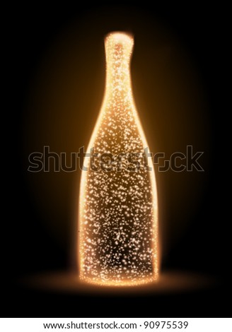 glowing vector bottle illustration