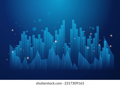 Glowing vector chart of investment financial data. Analysis indicators, statistics diagram, business charts. Infographic elements