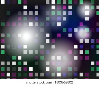 Glowing vector disco background. Mosaic with light reflections.