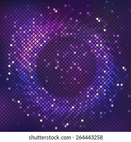 Glowing vector disco  background. Mosaic with light reflections. 
