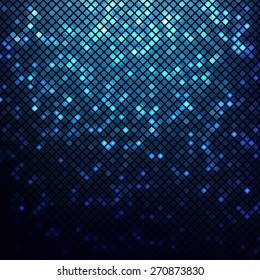 Glowing vector disco  background. Mosaic with light reflections. 