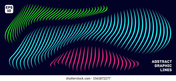 Glowing vector dynamic waves. A wonderful and beautiful background for dark surfaces.