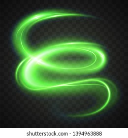 Glowing vector effect. Green light. 