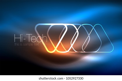 Glowing vector triangle geometric shape in dark spaces. Vector abstract background