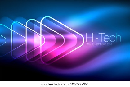 Glowing vector triangle geometric shape in dark spaces. Vector abstract background