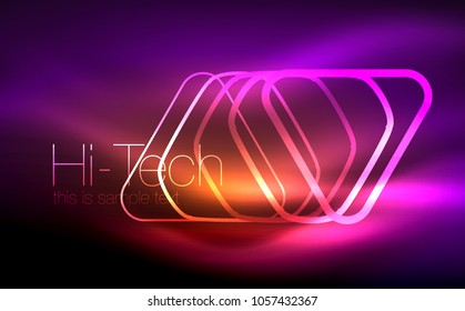 Glowing vector triangle geometric shape in dark spaces. Vector abstract background