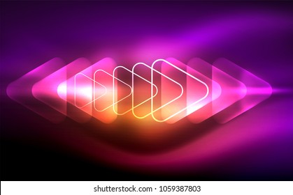 Glowing vector triangle geometric shape in dark spaces. Vector abstract background