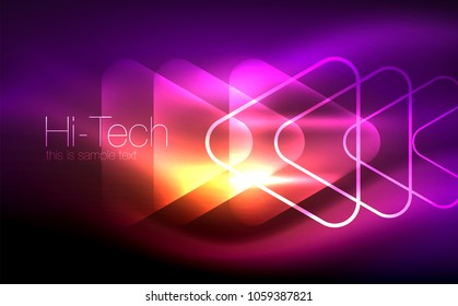 Glowing vector triangle geometric shape in dark spaces. Vector abstract background
