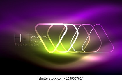 Glowing vector triangle geometric shape in dark spaces. Vector abstract background