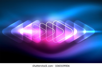 Glowing vector triangle geometric shape in dark spaces. Vector abstract background