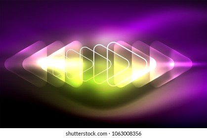 Glowing vector triangle geometric shape in dark spaces. Vector abstract background