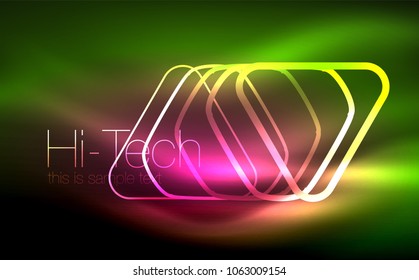 Glowing vector triangle geometric shape in dark spaces. Vector abstract background