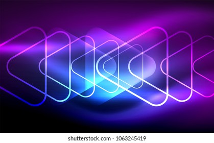 Glowing vector triangle geometric shape in dark spaces. Vector abstract background