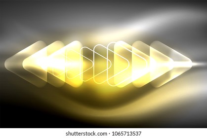 Glowing vector triangle geometric shape in dark spaces. Vector abstract background