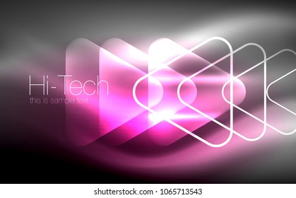 Glowing vector triangle geometric shape in dark spaces. Vector abstract background
