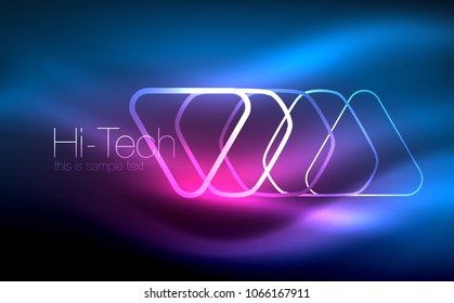 Glowing vector triangle geometric shape in dark spaces. Vector abstract background