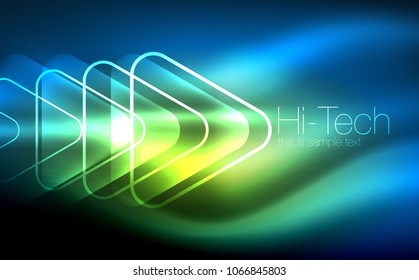 Glowing vector triangle geometric shape in dark spaces. Vector abstract background