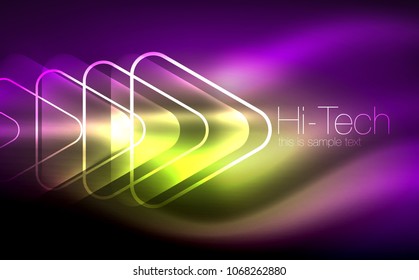 Glowing vector triangle geometric shape in dark spaces. Vector abstract background