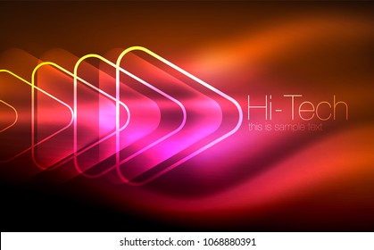 Glowing vector triangle geometric shape in dark spaces. Vector abstract background