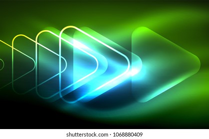 Glowing vector triangle geometric shape in dark spaces. Vector abstract background