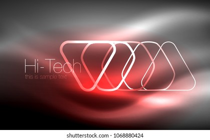 Glowing vector triangle geometric shape in dark spaces. Vector abstract background