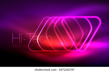 Glowing vector triangle geometric shape in dark spaces. Vector abstract background