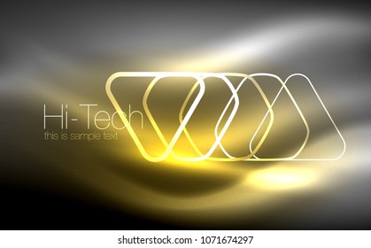 Glowing vector triangle geometric shape in dark spaces. Vector abstract background