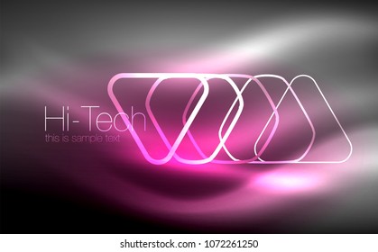 Glowing vector triangle geometric shape in dark spaces. Vector abstract background