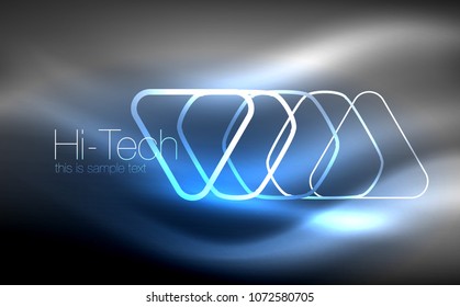 Glowing vector triangle geometric shape in dark spaces. Vector abstract background