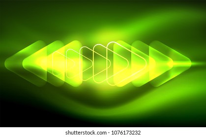 Glowing vector triangle geometric shape in dark spaces. Vector abstract background
