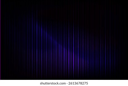 Glowing vertical blue and purple light lines shimmer against a dark abstract background.