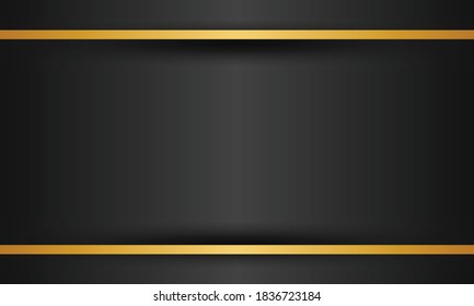 Glowing vintage gold frame with shadows isolated on transparent background. Rectangular frame with lights effects. Golden luxury realistic rectangle border. Vector