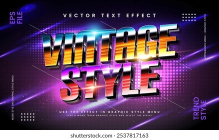 Glowing vintage style editable vector text effect, suitable for night event