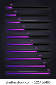 Glowing violet progress bars. 10-100%