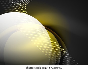 Onda brillante creada con partículas sobre fondo de color oscuro. Ilustración digital de tecnología vectorial
