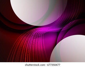 Onda brillante creada con partículas sobre fondo de color oscuro. Ilustración digital de tecnología vectorial