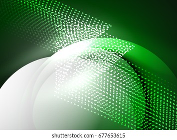Onda brillante creada con partículas sobre fondo de color oscuro. Ilustración digital de tecnología vectorial